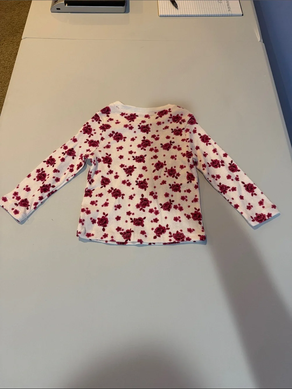 Old Navy White Long-Sleeve Thermal Top with Pink Floral Print 2T NWT NEW